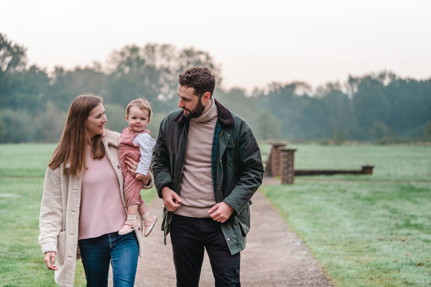 Family session at golden hour in Surrey